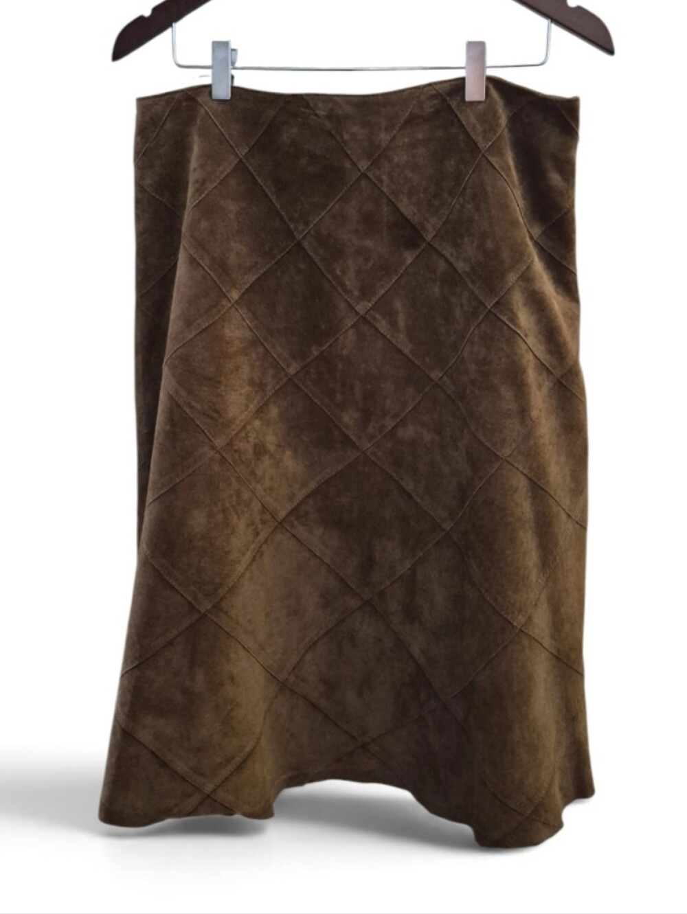 Liz Claiborne Vintage Brown Genuine Suede Patchwork  Skirt Size 10